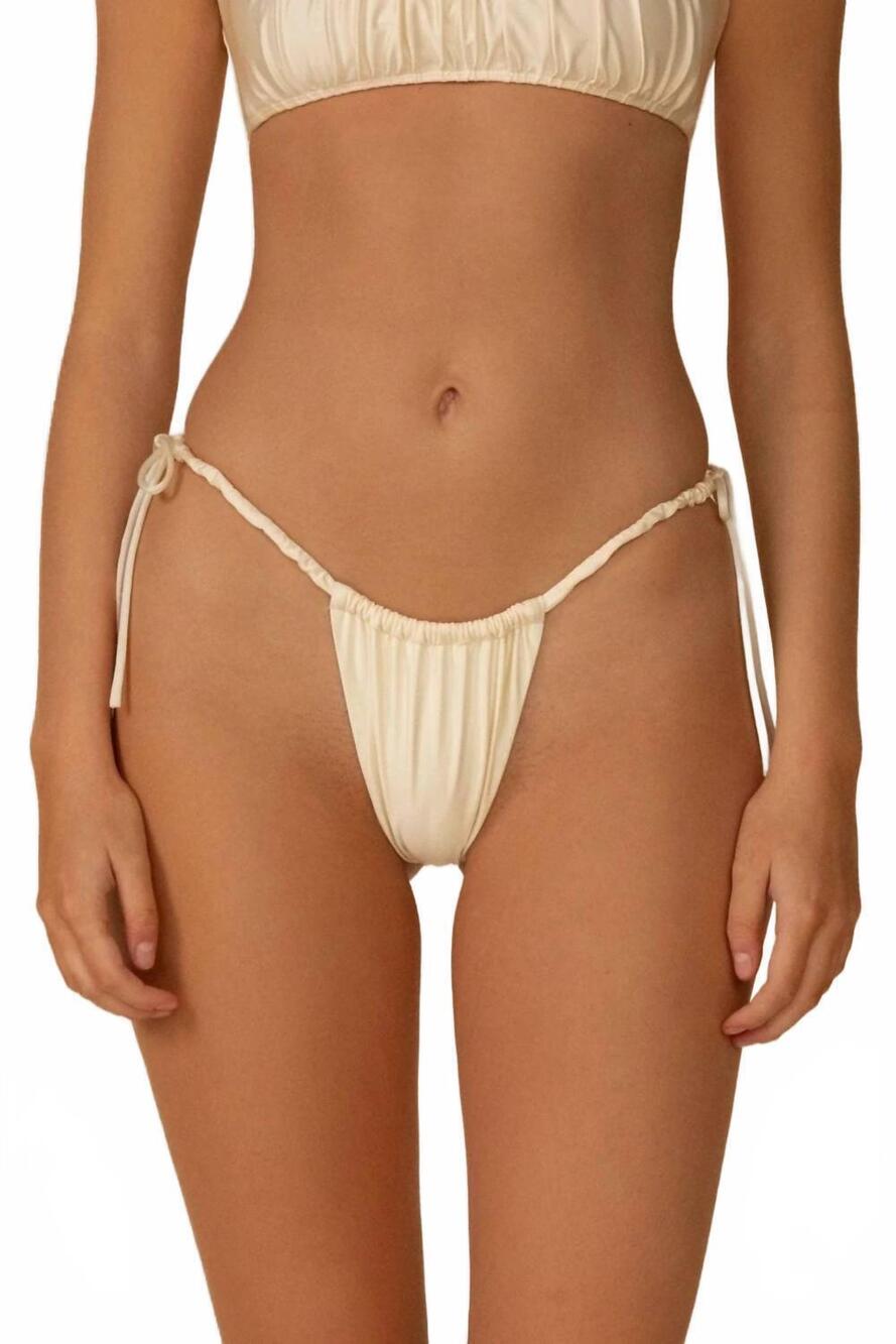 NEW MONTCE brasil scrunch bikini bottom in cream silkie